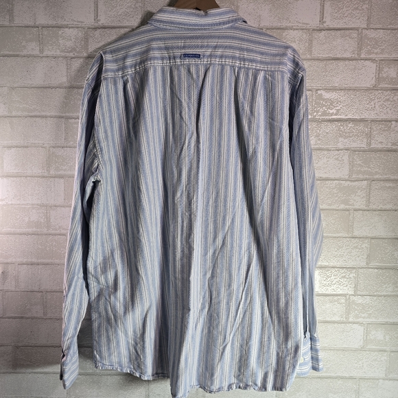 U.S. Polo Assn Shirt Button Down Long Sleeve 100% Cotton Light Blue Stripe XL - Picture 5 of 7